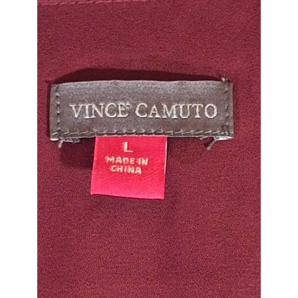 Vince Camuto Paisley Floral V-Neck Blouse Polyester Balloon Sleeve Burgundy L - Picture 3 of 11